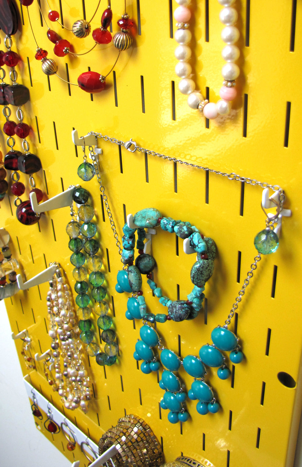 Wall Organizer Great for Jewelry or Tool Wall Storage - Wall Mounted Slotted Only Organizer Panel with Hooks
