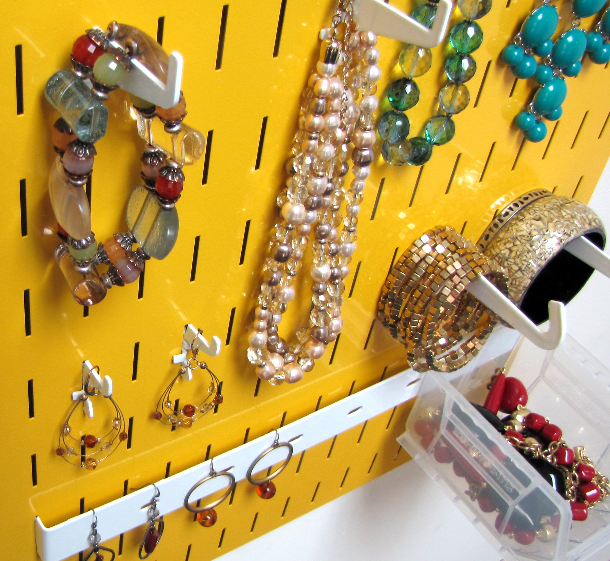 Wall Organizer Great for Jewelry or Tool Wall Storage - Wall Mounted Slotted Only Organizer Panel with Hooks