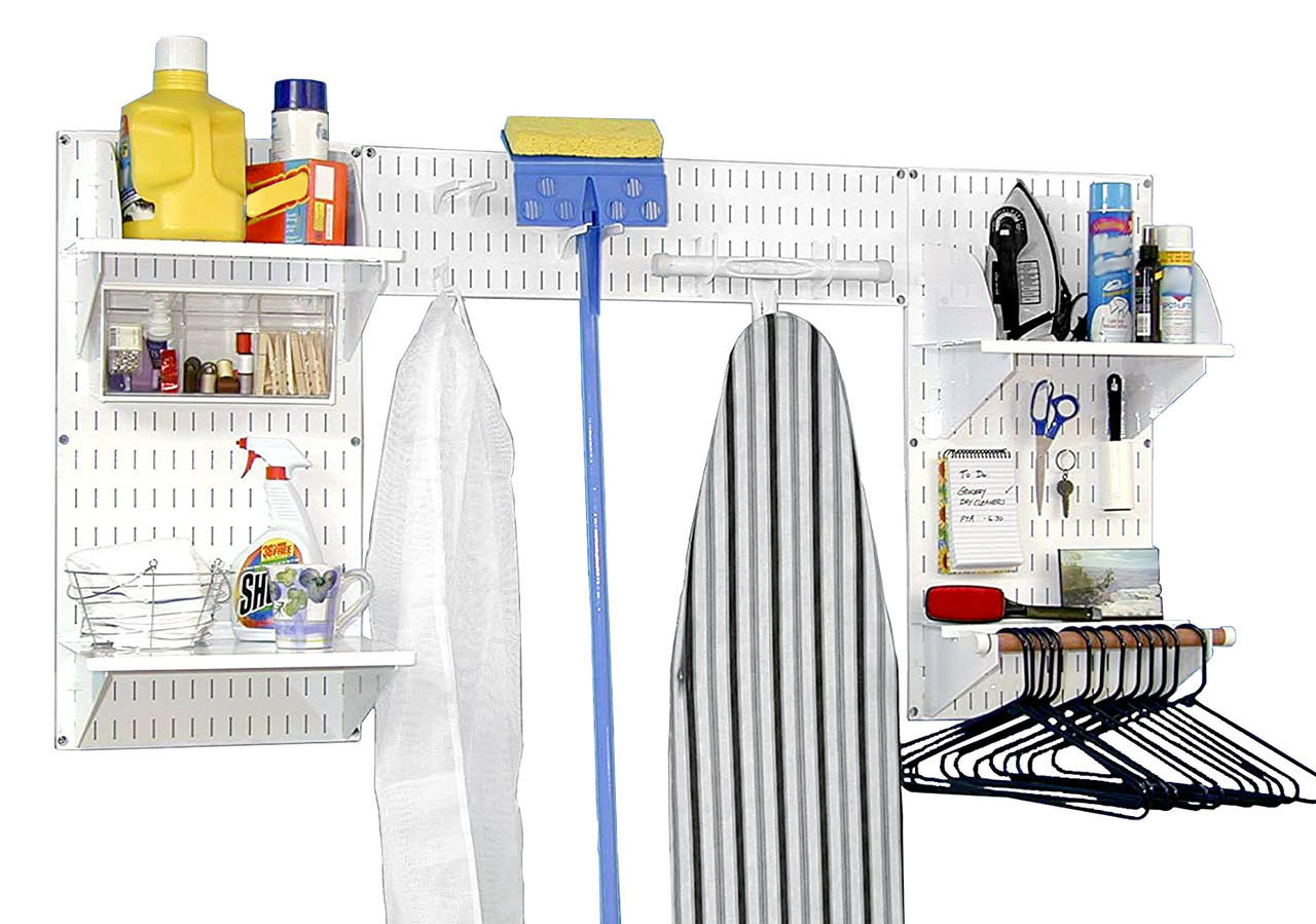 Laundry Room Wall Organizer For Ironing Boards and Broom Wall Storage