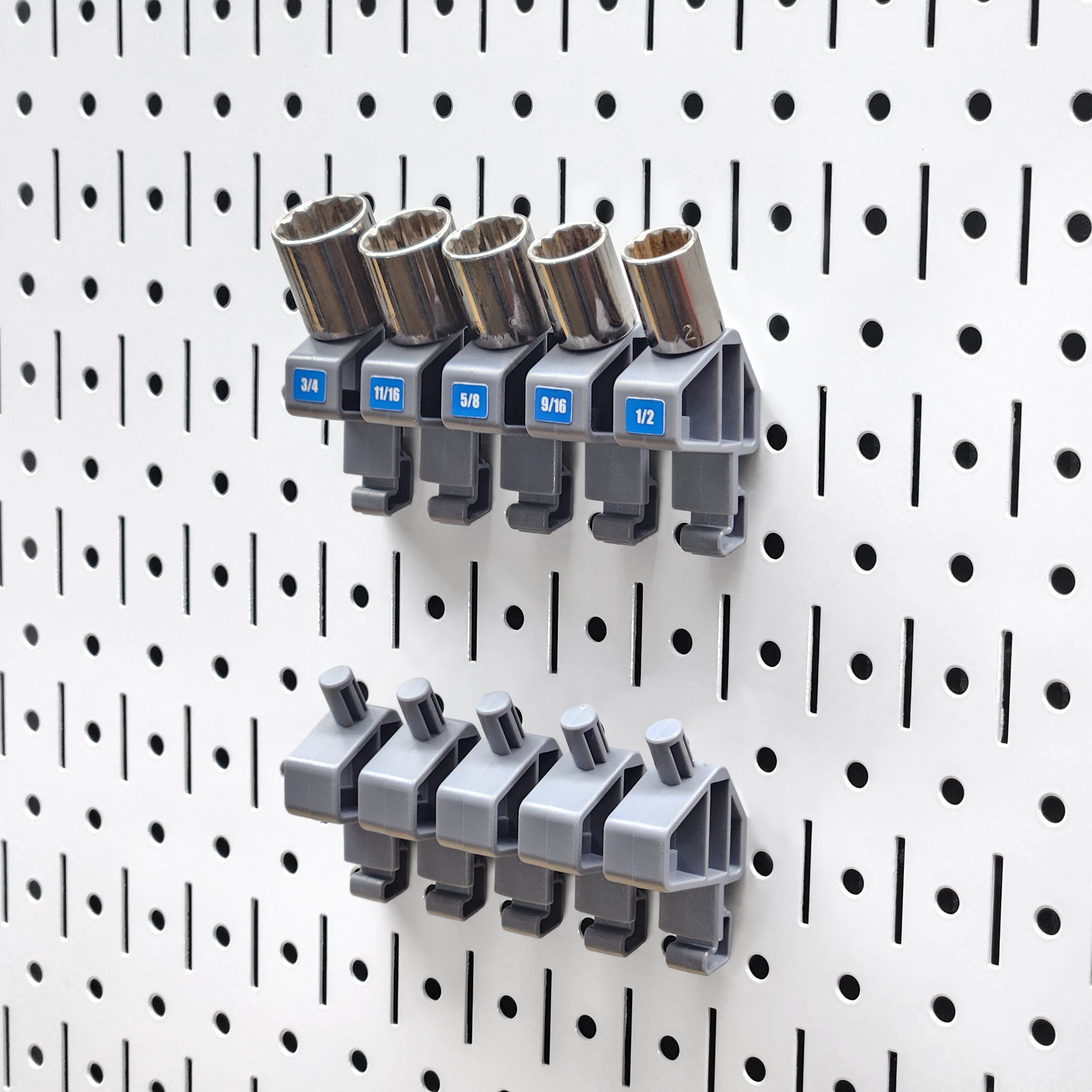 TROPEK™ 102 Bracket with standard size decals holding 3/8" drive sockets.