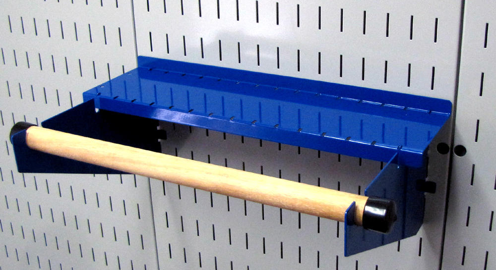 Slotted Metal Pegboard Paper Towel Holder and Dowel Rod 4in Shelf Assembly - ASM-HS-1694