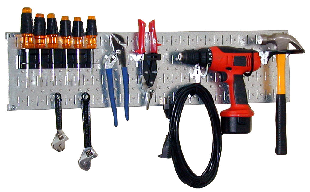 Metallic Pegboard Tool Rack Horizontal Pegboard Tool Organizer Kit - Galvanized Pegboard with Accessories