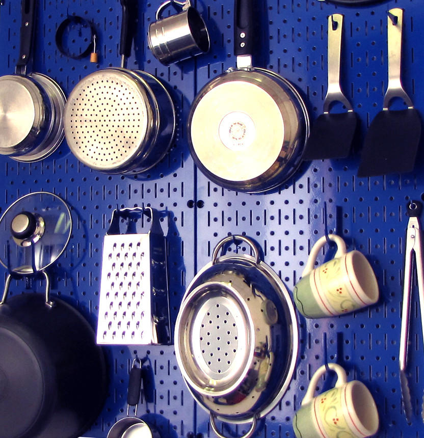 Kitchen Peg Board Blue Wall Panels