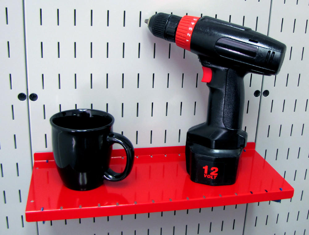 Red Pegboard Shelf
