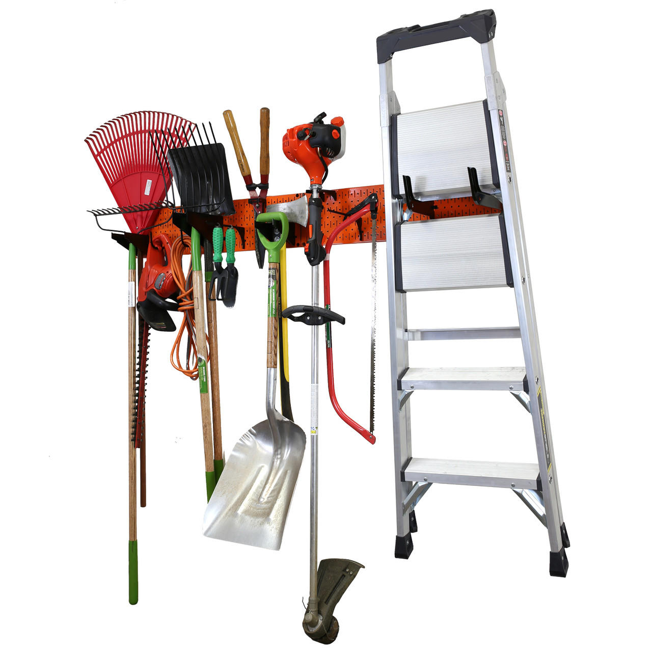 Colorful Orange Pegboard for Garage Tool Storage