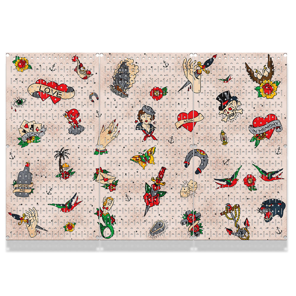 Peg Board Wall Storage with Graphics - Functional Wall Décor