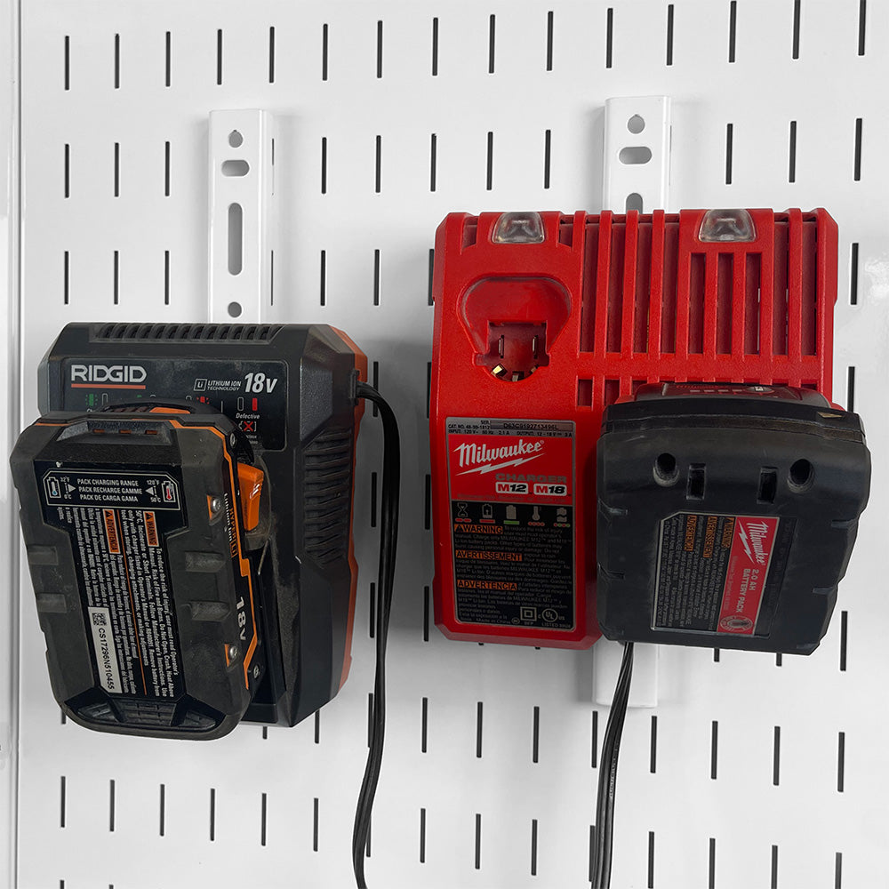 Slotted Pegboard Power Charger Mounts