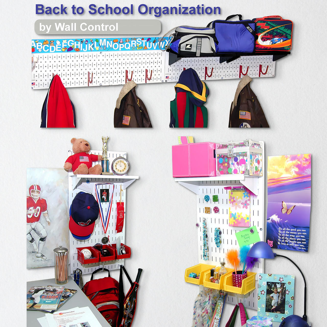 Wall Storage Organization for Kids Room School Supplies