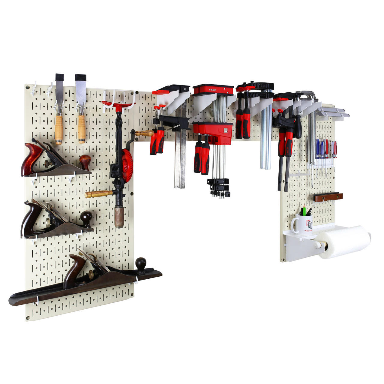 Beige Woodworking Pegboard Tool Storage Kit