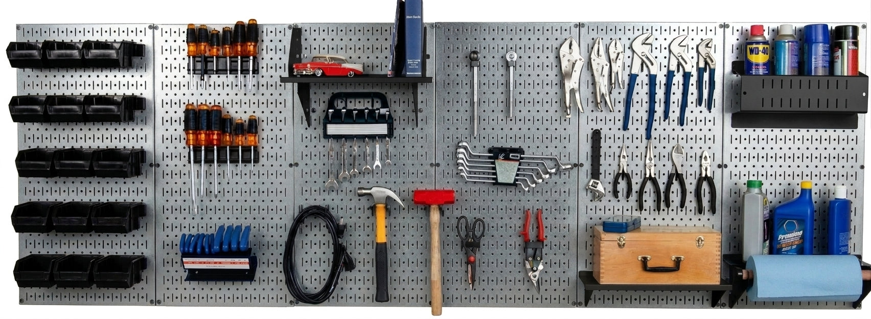 8ft Metal Pegboard Master Workbench Kit - Assorted Pegboard & Accessory Colors