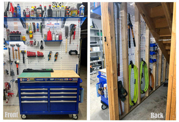 Efficient Double Sided Pegboard Storage Idea