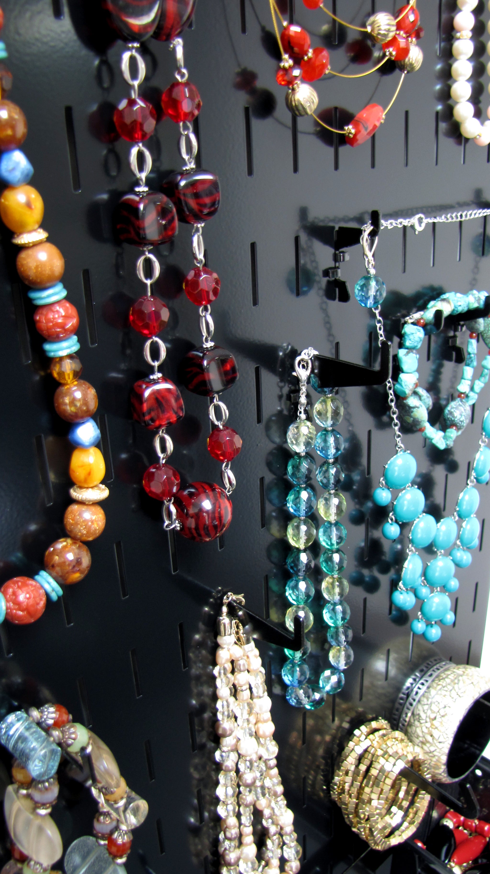 Wall Organizer Great for Jewelry or Tool Wall Storage - Wall Mounted Slotted Only Organizer Panel with Hooks