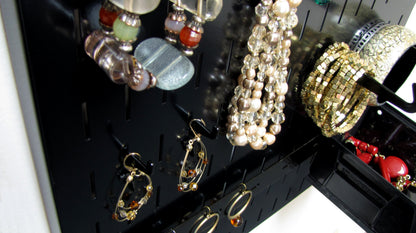 Wall Organizer Great for Jewelry or Tool Wall Storage - Wall Mounted Slotted Only Organizer Panel with Hooks