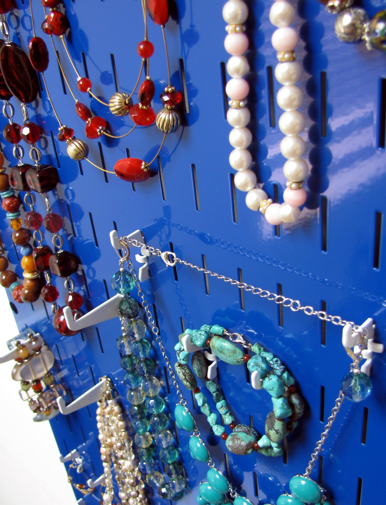 Wall Organizer Great for Jewelry or Tool Wall Storage - Wall Mounted Slotted Only Organizer Panel with Hooks