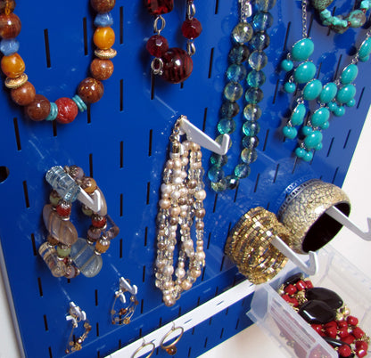 Wall Organizer Great for Jewelry or Tool Wall Storage - Wall Mounted Slotted Only Organizer Panel with Hooks