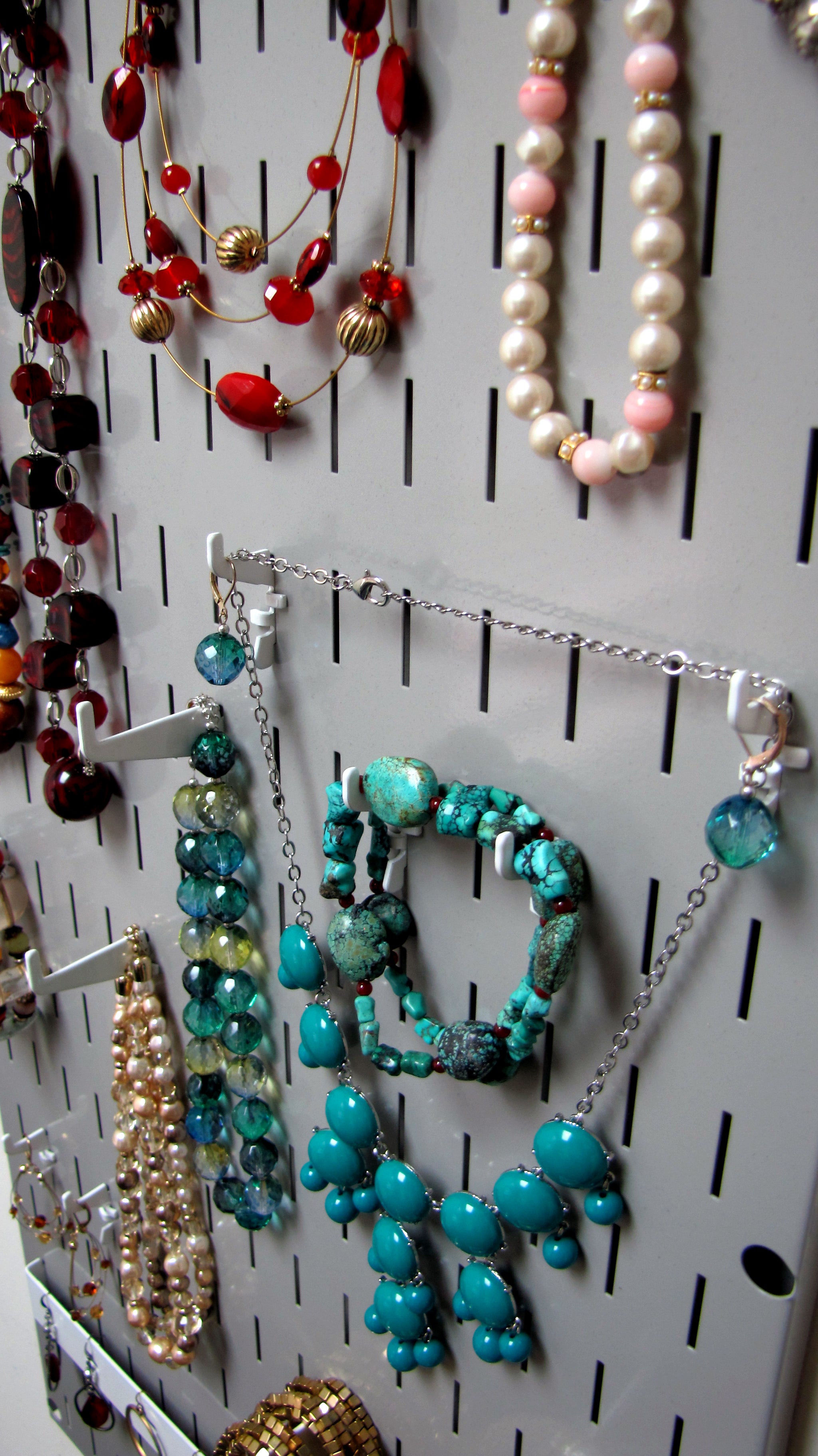 Wall Organizer Great for Jewelry or Tool Wall Storage - Wall Mounted Slotted Only Organizer Panel with Hooks