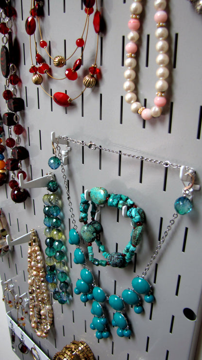 Wall Organizer Great for Jewelry or Tool Wall Storage - Wall Mounted Slotted Only Organizer Panel with Hooks