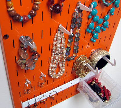 Wall Organizer Great for Jewelry or Tool Wall Storage - Wall Mounted Slotted Only Organizer Panel with Hooks