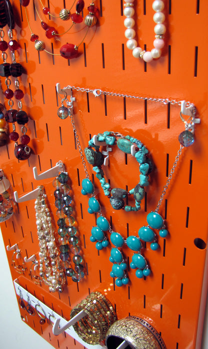 Wall Organizer Great for Jewelry or Tool Wall Storage - Wall Mounted Slotted Only Organizer Panel with Hooks