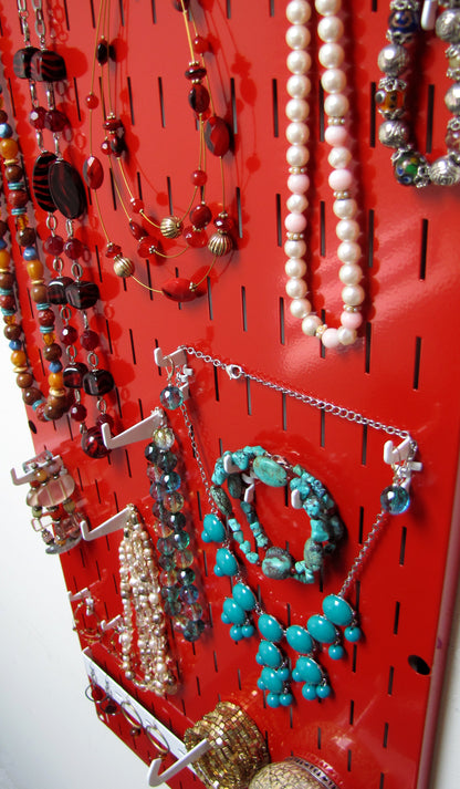 Wall Organizer Great for Jewelry or Tool Wall Storage - Wall Mounted Slotted Only Organizer Panel with Hooks