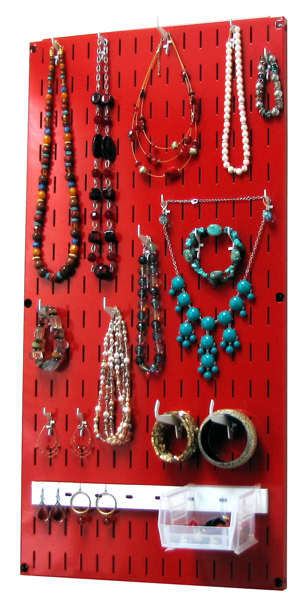 Wall Organizer Great for Jewelry or Tool Wall Storage - Wall Mounted Slotted Only Organizer Panel with Hooks