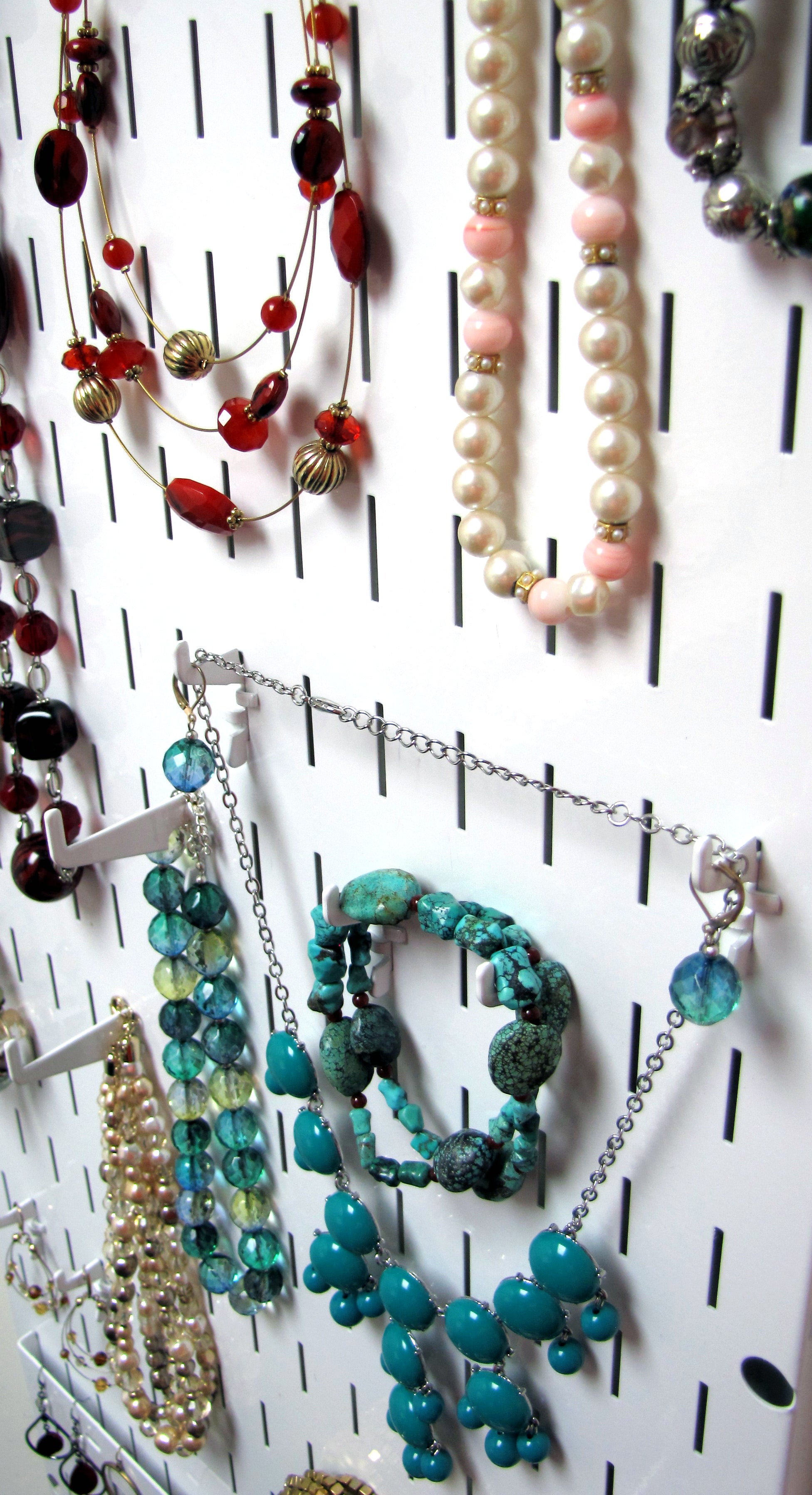 Wall Organizer Great for Jewelry or Tool Wall Storage - Wall Mounted Slotted Only Organizer Panel with Hooks