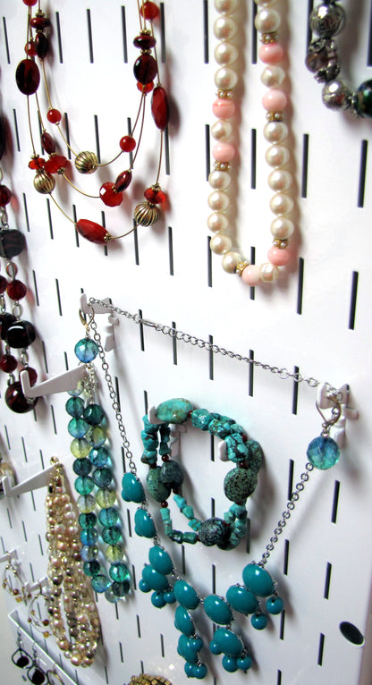Wall Organizer Great for Jewelry or Tool Wall Storage - Wall Mounted Slotted Only Organizer Panel with Hooks