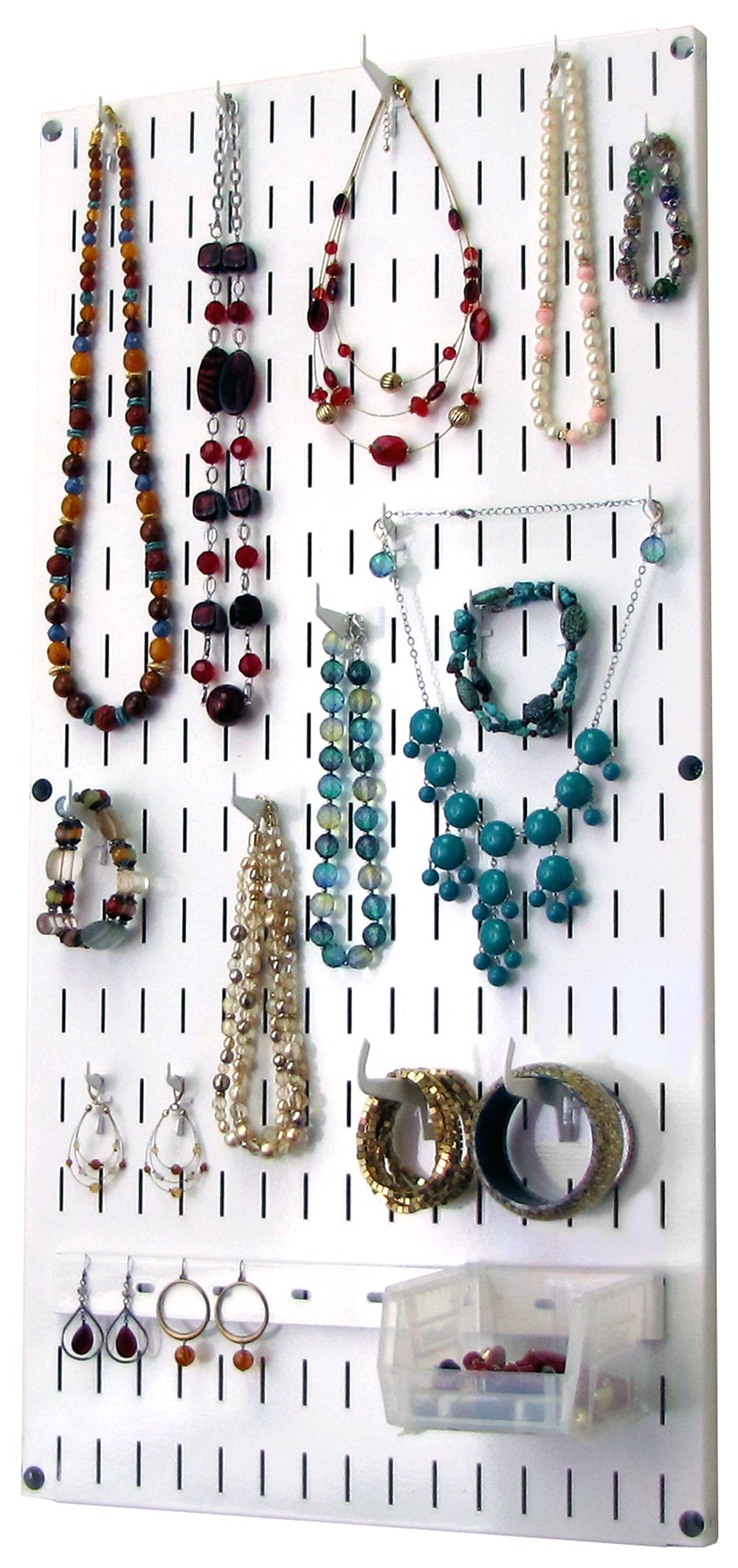 Wall Organizer Great for Jewelry or Tool Wall Storage - Wall Mounted Slotted Only Organizer Panel with Hooks