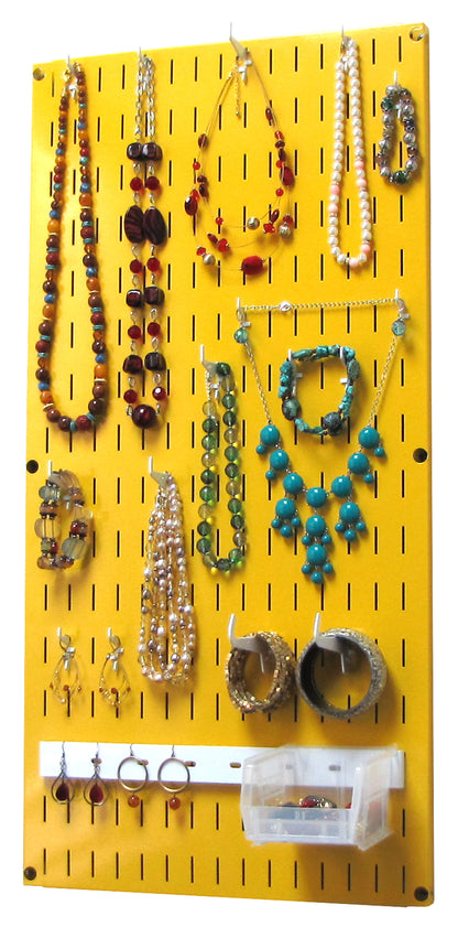 Wall Organizer Great for Jewelry or Tool Wall Storage - Wall Mounted Slotted Only Organizer Panel with Hooks