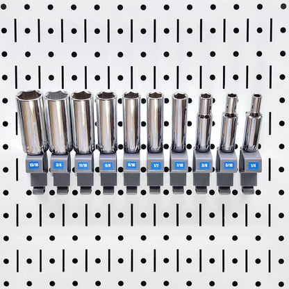 Row of TROPEK™ 102 Brackets installed in adjacent slots, organizing multiple sockets.