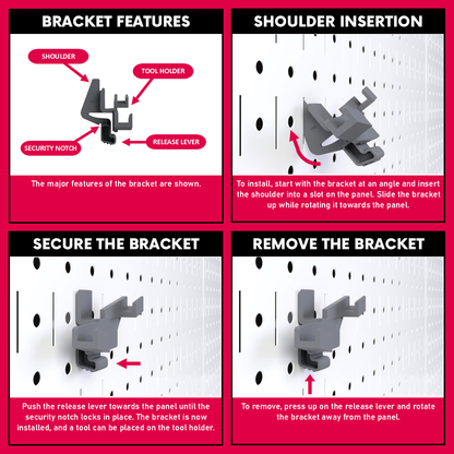 How to insert the TROPEK™ 116 Bracket into a Wall Control™ pegboard panel.