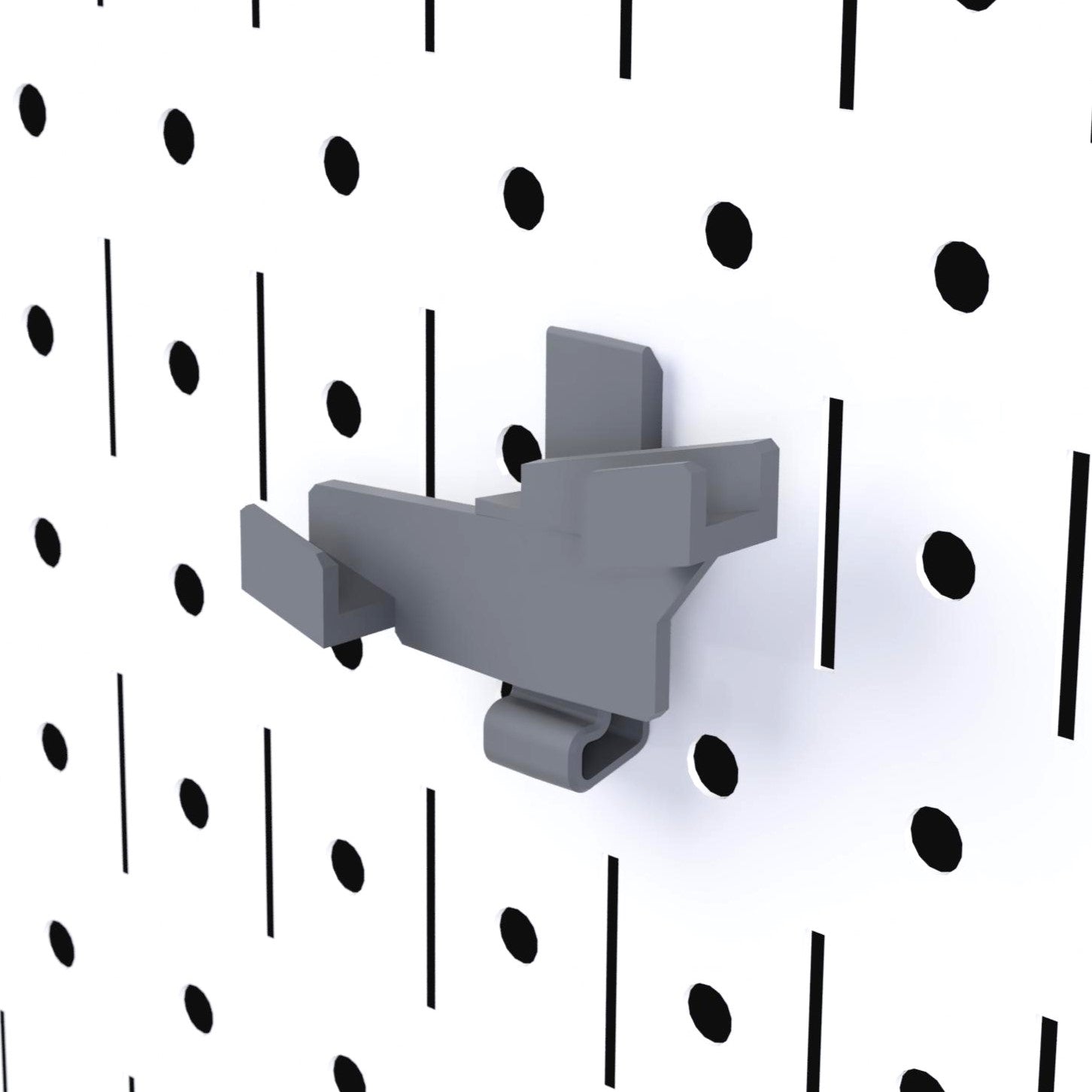 TROPEK™ 116 Caliper Bracket snapped into a vertical slot on a Wall Control™ panel, displaying its durable design.