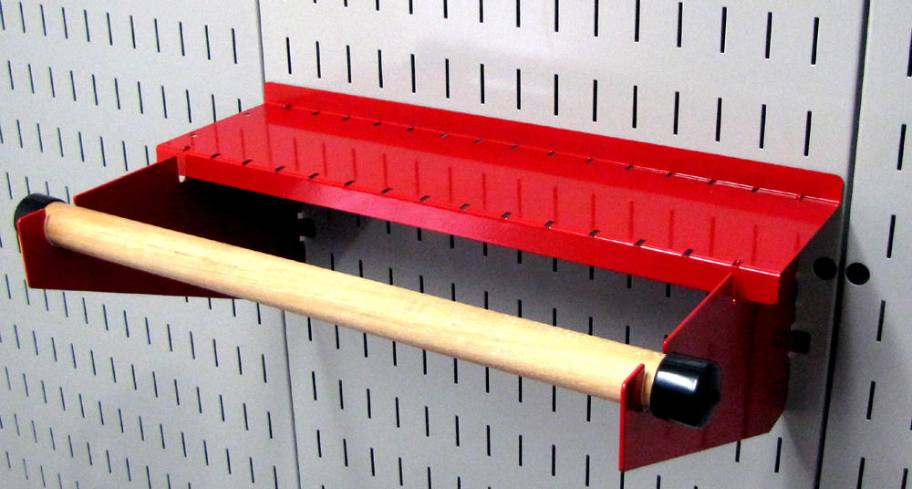Slotted Metal Pegboard Paper Towel Holder and Dowel Rod 4in Shelf Assembly - ASM-HS-1694