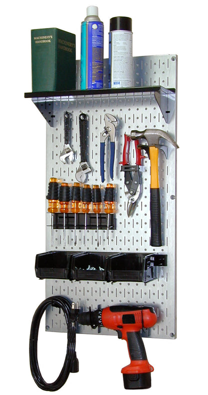 Metal Pegboard Essentials Utility Tool Storage Kit - Metallic Pegboard with Accessories
