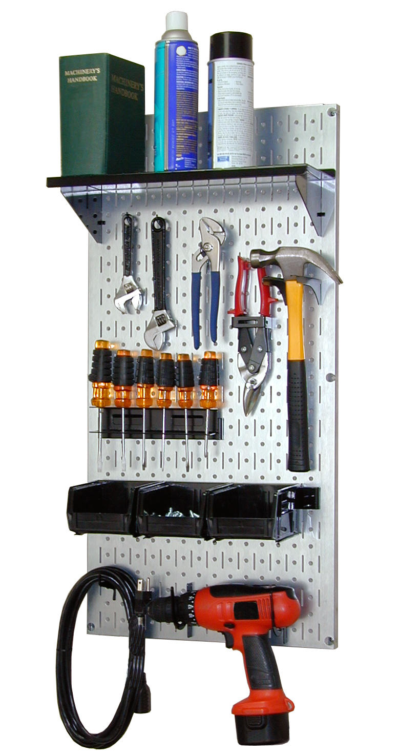 Metal Pegboard Essentials Utility Tool Storage Kit - Metallic Pegboard with Accessories