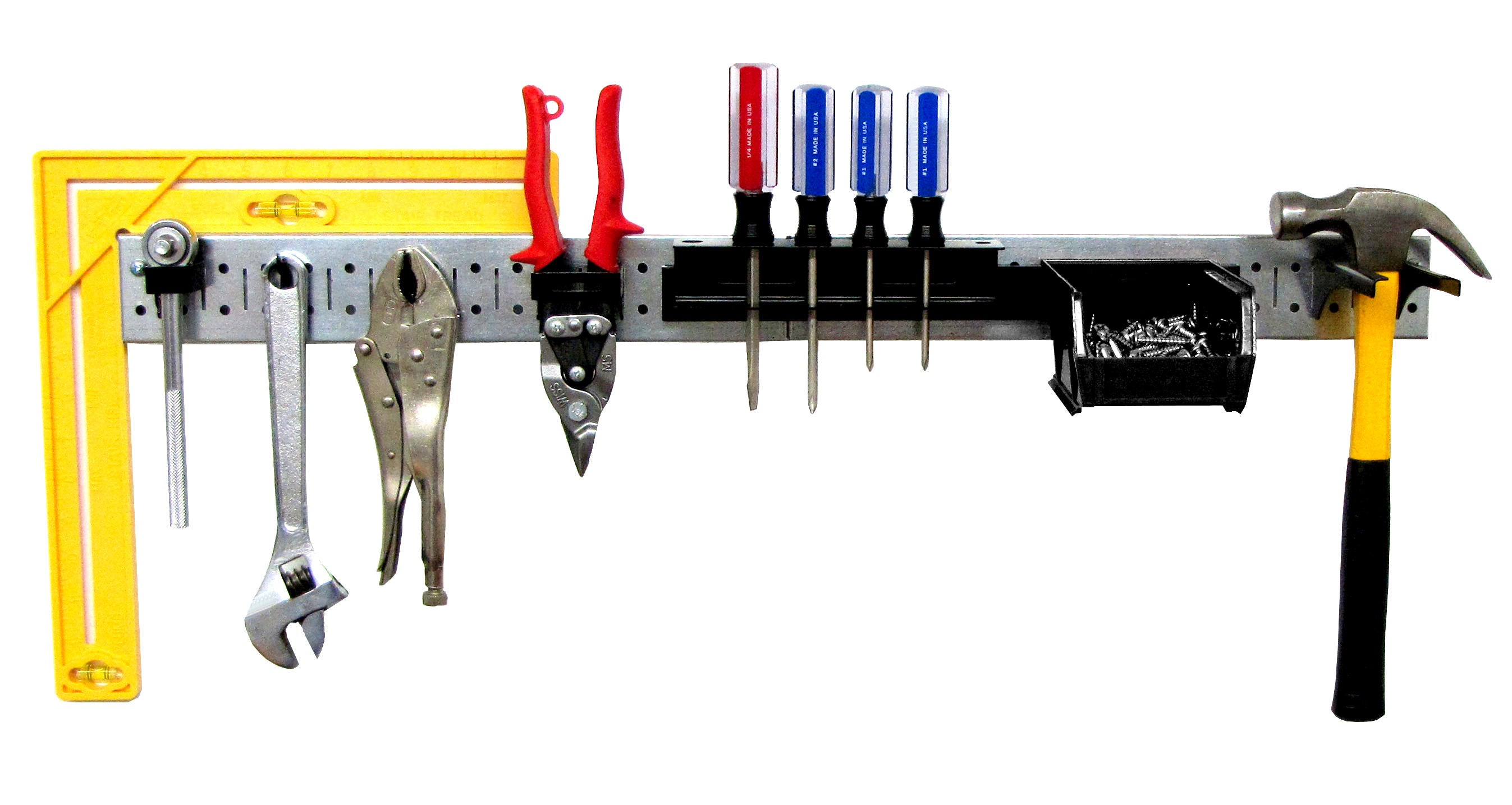 Pegboard Rail Tool Strip Organizer Kit - Galvanized Pegboard Strip Rail with Accessories