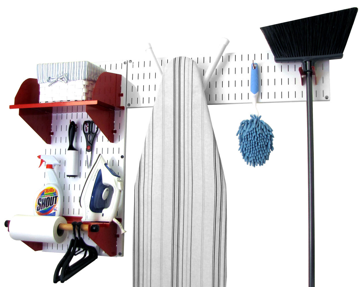Standard Laundry Room Organizer Kit - White Wall Panels with Accessories
