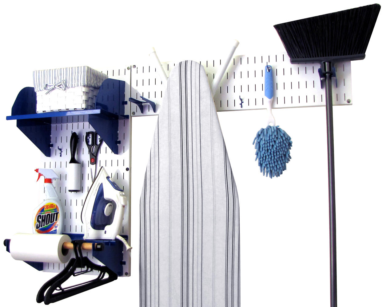 Standard Laundry Room Organizer Kit - White Wall Panels with Accessories