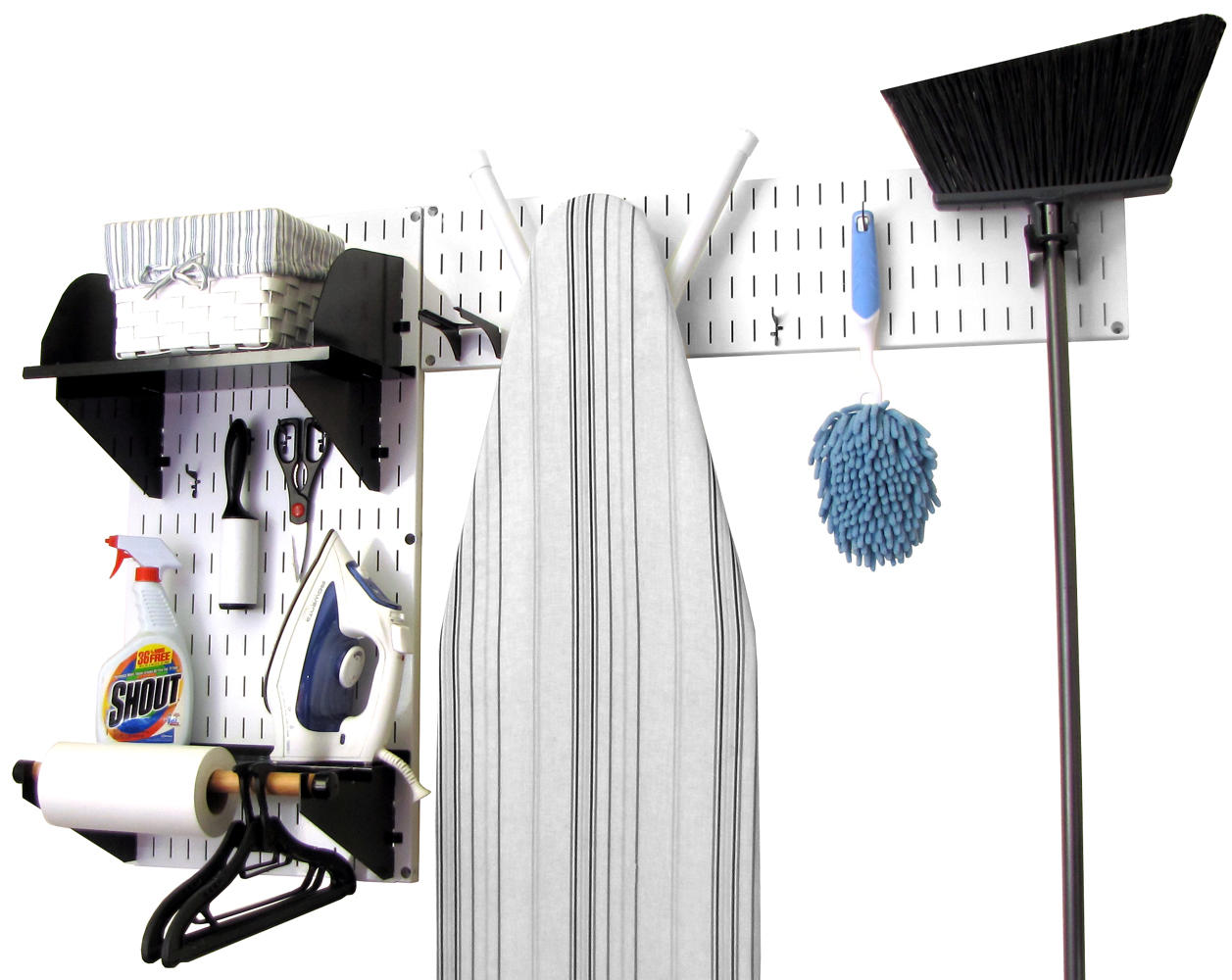 Standard Laundry Room Organizer Kit - White Wall Panels with Accessories