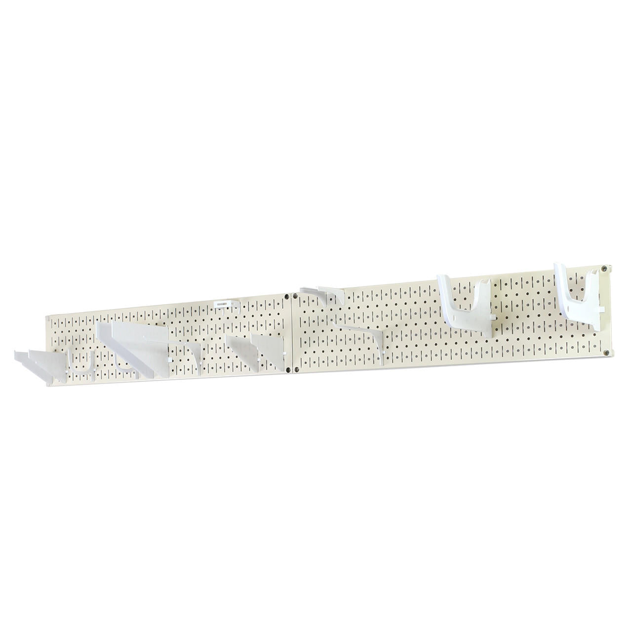 Cream Colored Tan Metal Pegboard for Lawn & Garden Tool Storage