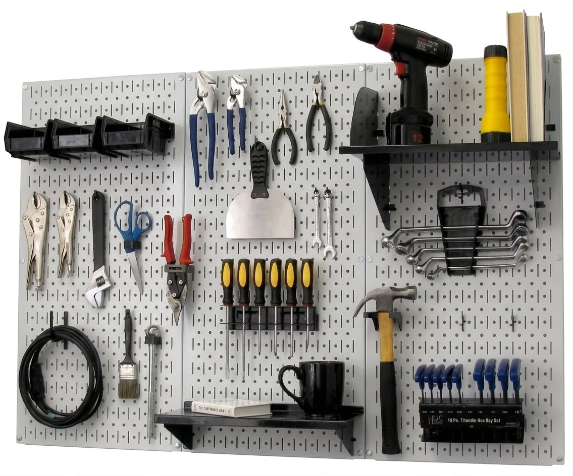4ft Metal Pegboard Premium Tool Storage Kit - Toolboard with Hooks