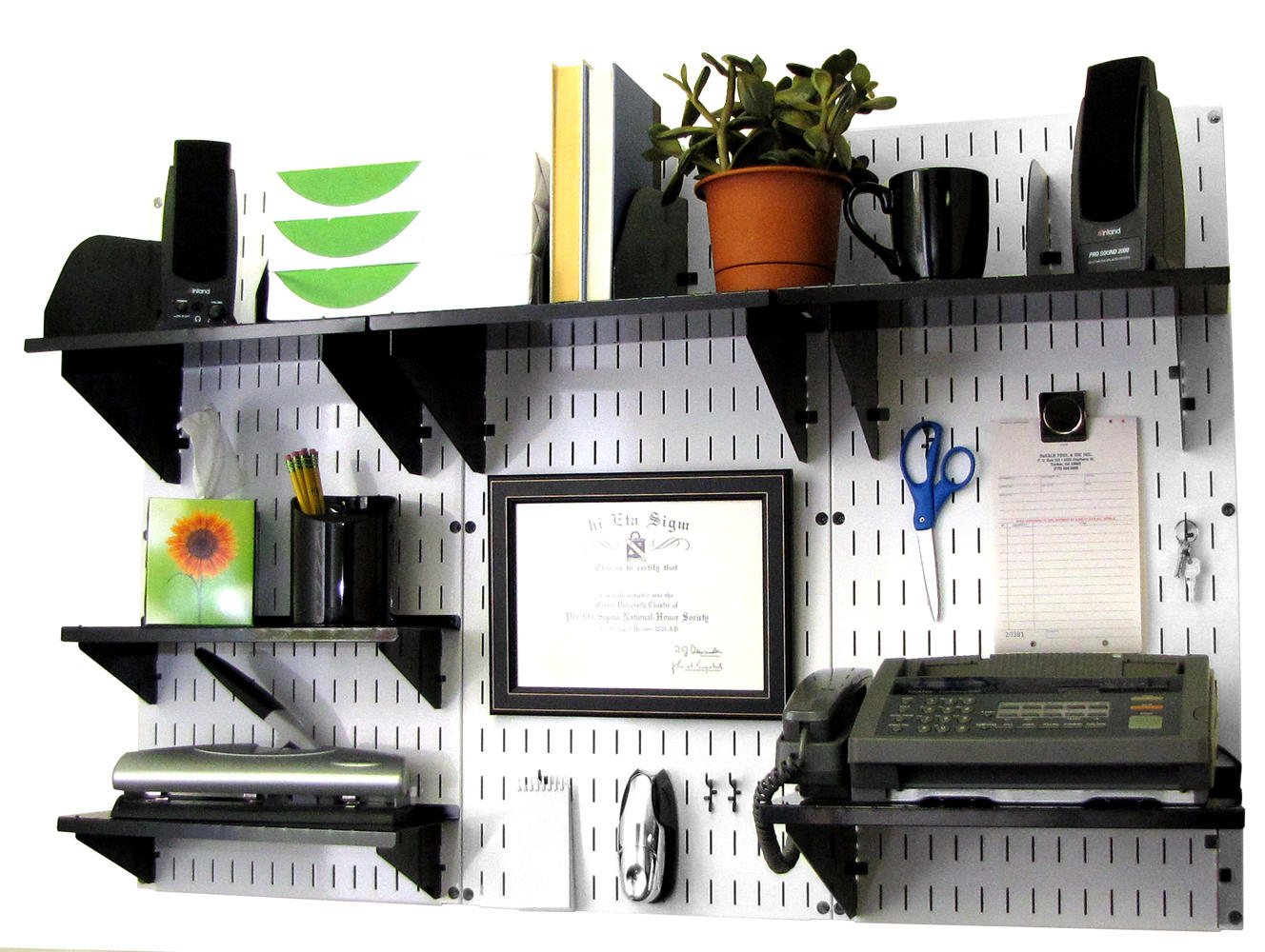 Wall-Mounted Home & Office Wall Organizer Kit - Wall Panels with Accessories