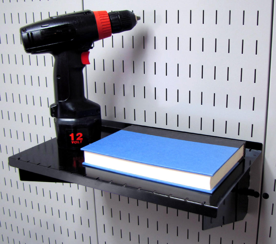 9in Deep Slotted Metal Pegboard Shelf Assembly