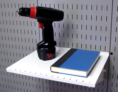 White Metal Pegboard Shelf