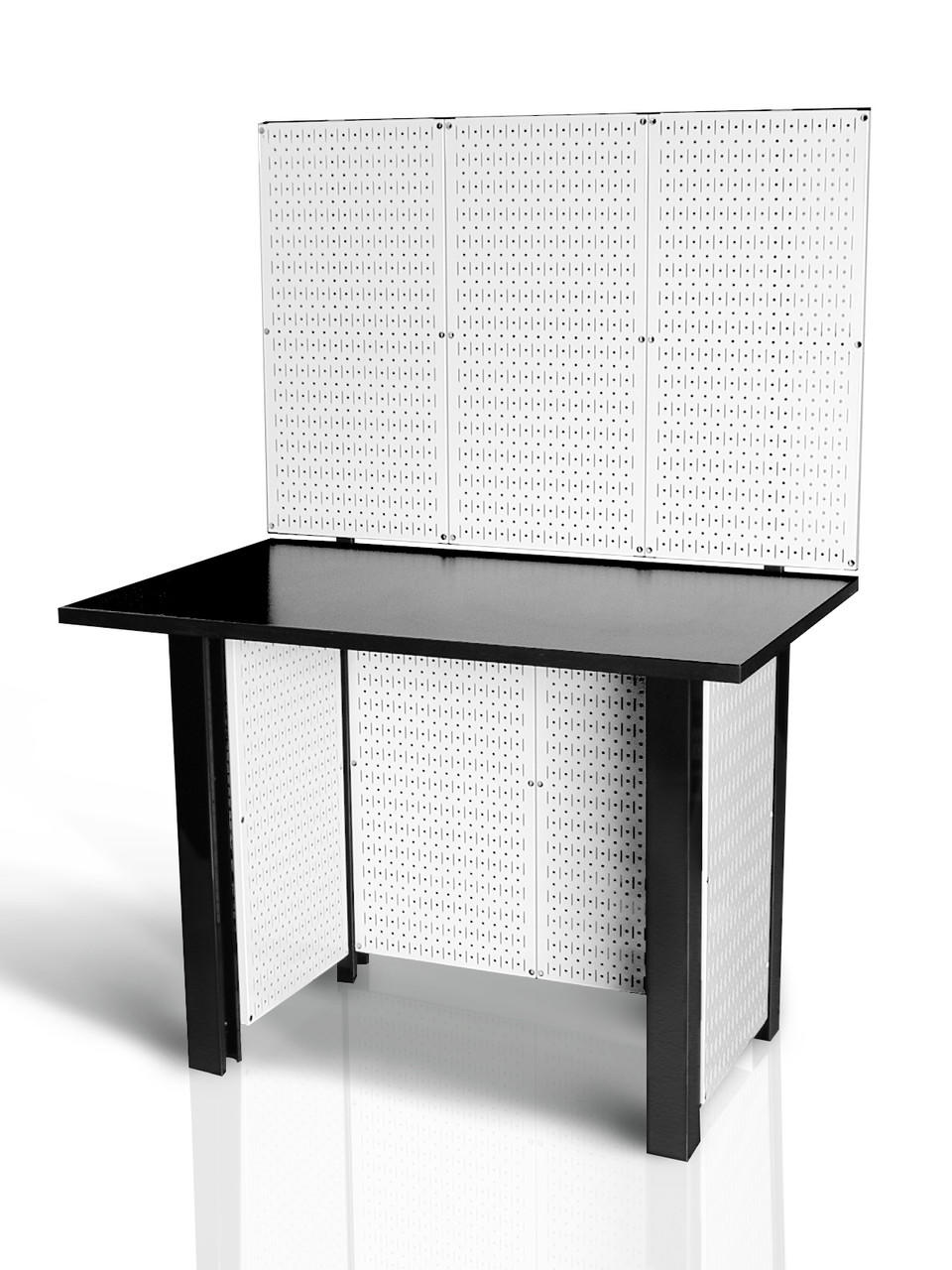 Free Standing White Pegboard WorkStation Workbench