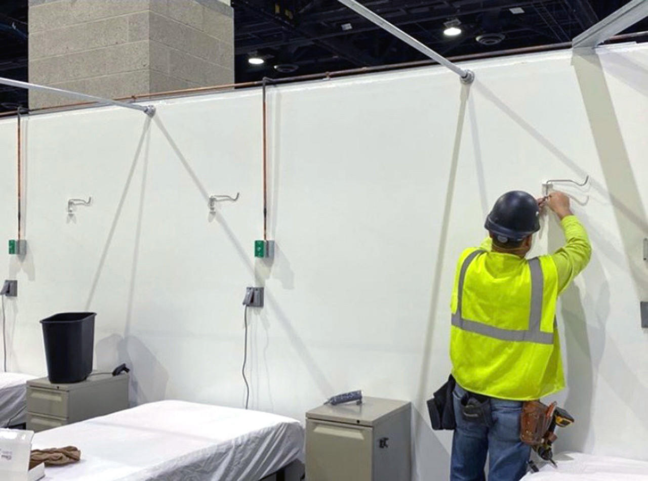 IV Hook Installation in Covid-19 Field Hospital