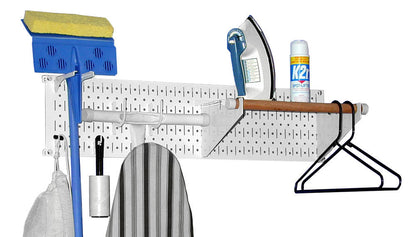 Laundry Room Organizer for Ironing Board Broom Closet Pegboard