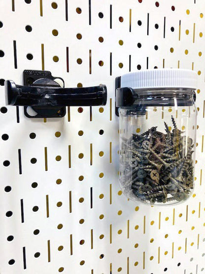 Pegboard Hardware Nuts Bolts Storage Jars by Wallwerx for Wall Control