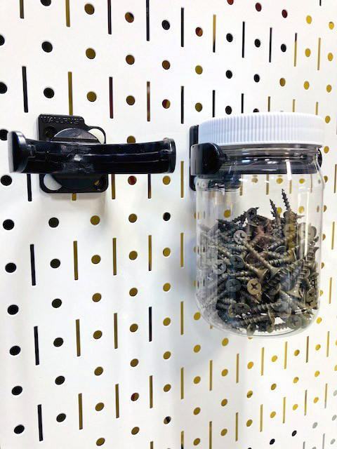 Pegboard Hardware Nuts Bolts Storage Jars by Wallwerx for Wall Control