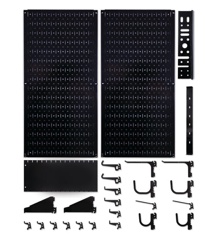 Wall Control Premium Steel Pegboard Kit - Black Pegboard with Hooks
